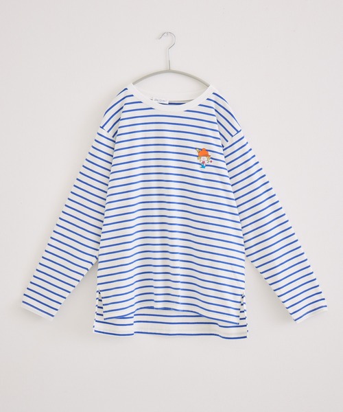 Paradise Picnic(パラダイスピクニック)の「【水森亜土】刺繍ボーダーロングTシャツ(Tシャツ/カットソー・レディース・ブルー/ブラック・FREE)」の11枚目の写真