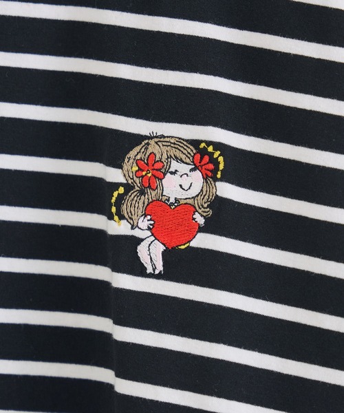 Paradise Picnic(パラダイスピクニック)の「【水森亜土】刺繍ボーダーロングTシャツ(Tシャツ/カットソー・レディース・ブルー/ブラック・FREE)」の13枚目の写真