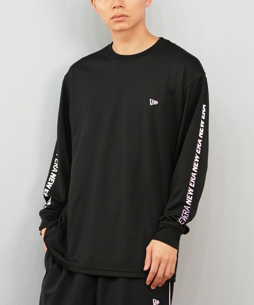 NEW ERA ブラック 長袖カットソー Lサイズ ブラック 【NEW ERA(ニューエラ)】フラッグ&ワードマーク長袖T