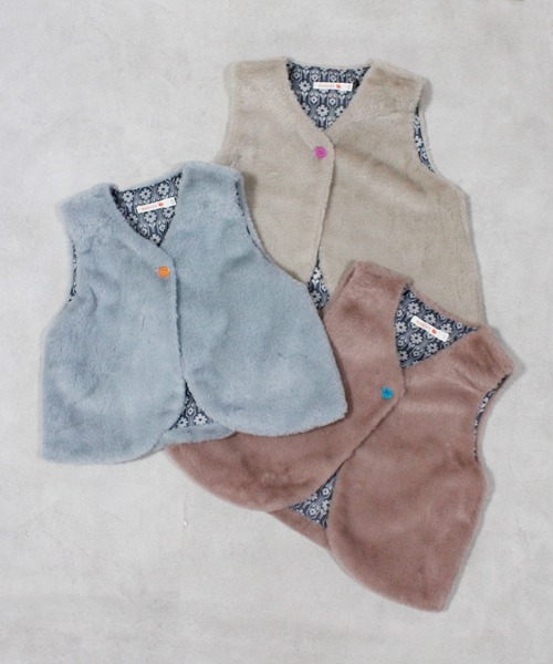 MARKEY'S（マーキーズ）の「無地ファーベスト（ベスト・キッズ・モカ/ピンク/ライトブルー・100/150/140/110/90/80/130/120）」の4枚目の写真