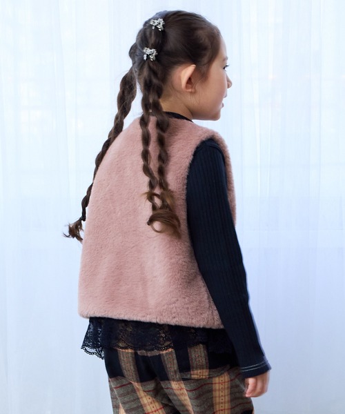 MARKEY'S（マーキーズ）の「無地ファーベスト（ベスト・キッズ・モカ/ピンク/ライトブルー・100/150/140/110/90/80/130/120）」の5枚目の写真