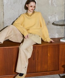 ♡MAISON SPECIAL♡ラッフルヘムモール ニット イエロー MAISON SPECIAL ニット セーター Crew Neck Color Short Knit