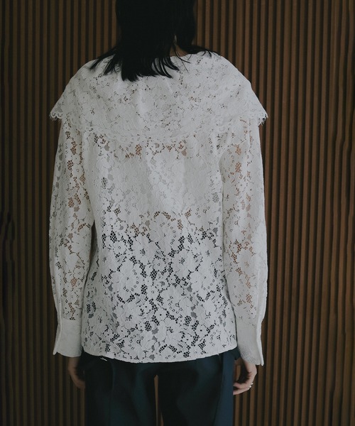 MANOF（マノフ）の「LACE COLLAR SHIRT（シャツ/ブラウス・レディース・カーキ/ブラック/ホワイト・F）」の5枚目の写真