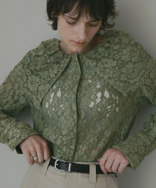 MANOF（マノフ）の「LACE COLLAR SHIRT（シャツ/ブラウス・レディース・カーキ/ブラック/ホワイト・F）」の21枚目の写真