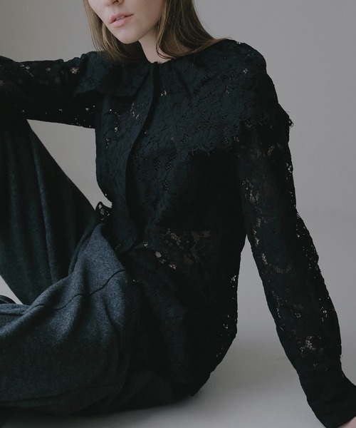 MANOF（マノフ）の「LACE COLLAR SHIRT（シャツ/ブラウス・レディース・カーキ/ブラック/ホワイト・F）」の14枚目の写真