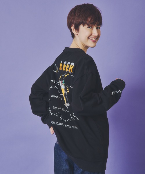 JACKROSE（ジャックローズ）の「YOIDORE 雷様 ｸﾙｰﾈｯｸｽｳｪｯﾄ（スウェット・メンズ・ライトグレー/ブラック・XL/L/M）」の7枚目の写真