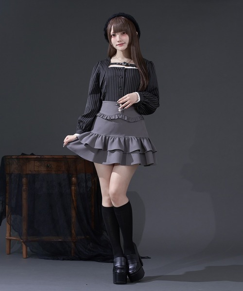 Pal elfy(パルエルフィー)の「ベルト付きストライプブラウス(シャツ/ブラウス・レディース・グレー/ブラック系その他・フリー)」の17枚目の写真