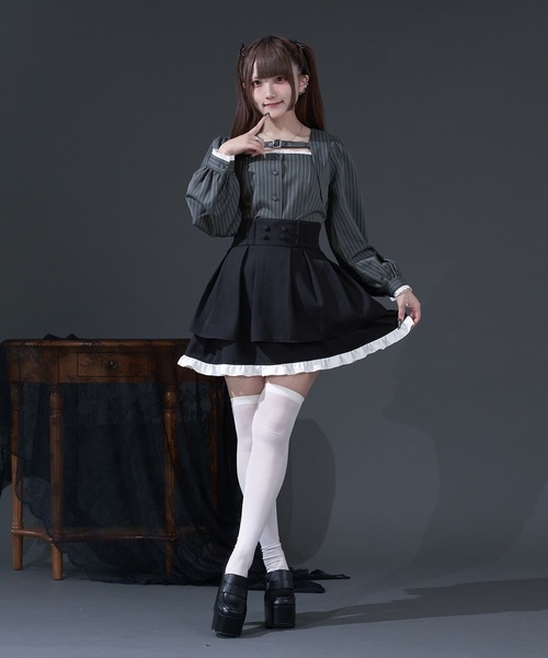 Pal elfy(パルエルフィー)の「ベルト付きストライプブラウス(シャツ/ブラウス・レディース・グレー/ブラック系その他・フリー)」の12枚目の写真