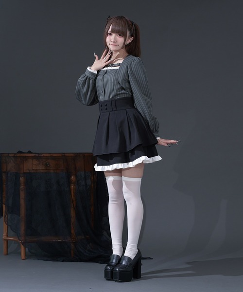 Pal elfy(パルエルフィー)の「ベルト付きストライプブラウス(シャツ/ブラウス・レディース・グレー/ブラック系その他・フリー)」の13枚目の写真