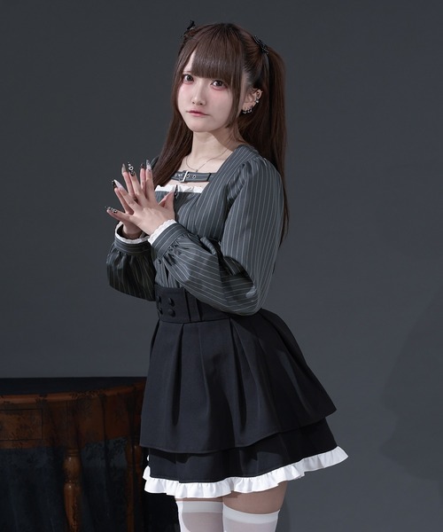Pal elfy(パルエルフィー)の「ベルト付きストライプブラウス(シャツ/ブラウス・レディース・グレー/ブラック系その他・フリー)」の9枚目の写真