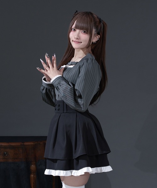 Pal elfy(パルエルフィー)の「ベルト付きストライプブラウス(シャツ/ブラウス・レディース・グレー/ブラック系その他・フリー)」の10枚目の写真