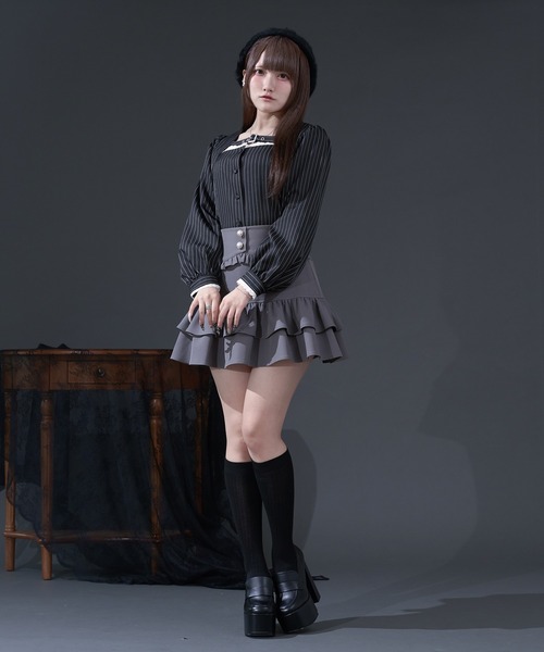 Pal elfy(パルエルフィー)の「ベルト付きストライプブラウス(シャツ/ブラウス・レディース・グレー/ブラック系その他・フリー)」の18枚目の写真