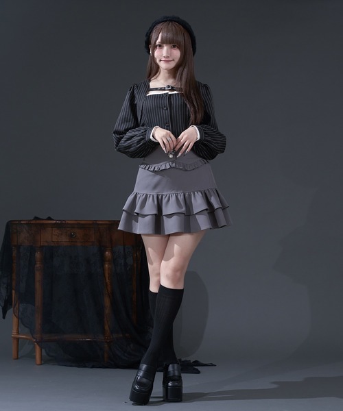Pal elfy(パルエルフィー)の「ベルト付きストライプブラウス(シャツ/ブラウス・レディース・グレー/ブラック系その他・フリー)」の19枚目の写真