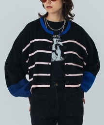 (CREOLME)MULTI STRIPE KNIT CARDIGAN