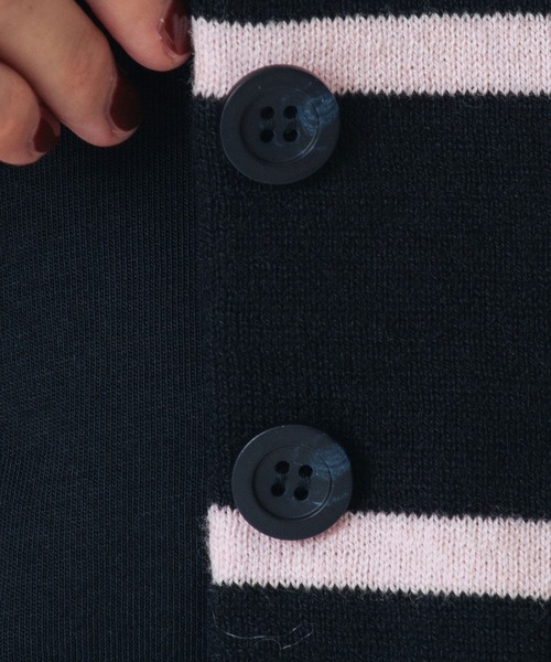 ROSE BUD(ローズバッド)の「(CREOLME)MULTI STRIPE KNIT CARDIGAN(カーディガン/ボレロ・レディース・ブラック/グレー・ONE SIZE)」の6枚目の写真