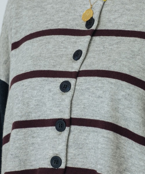 ROSE BUD(ローズバッド)の「(CREOLME)MULTI STRIPE KNIT CARDIGAN(カーディガン/ボレロ・レディース・ブラック/グレー・ONE SIZE)」の15枚目の写真