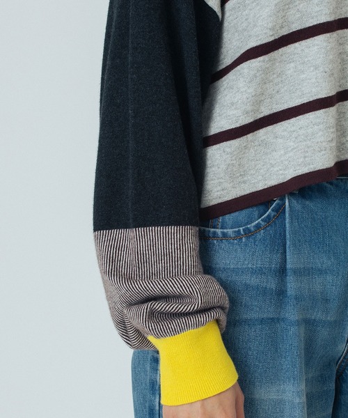 ROSE BUD(ローズバッド)の「(CREOLME)MULTI STRIPE KNIT CARDIGAN(カーディガン/ボレロ・レディース・ブラック/グレー・ONE SIZE)」の17枚目の写真