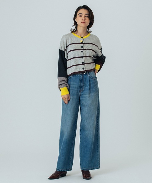 ROSE BUD(ローズバッド)の「(CREOLME)MULTI STRIPE KNIT CARDIGAN(カーディガン/ボレロ・レディース・ブラック/グレー・ONE SIZE)」の18枚目の写真