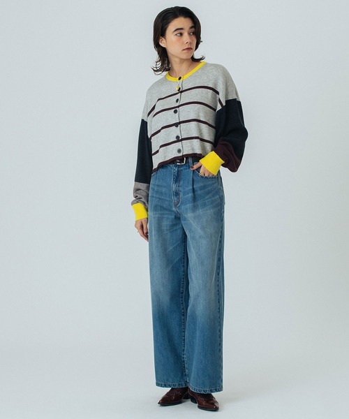 ROSE BUD(ローズバッド)の「(CREOLME)MULTI STRIPE KNIT CARDIGAN(カーディガン/ボレロ・レディース・ブラック/グレー・ONE SIZE)」の19枚目の写真