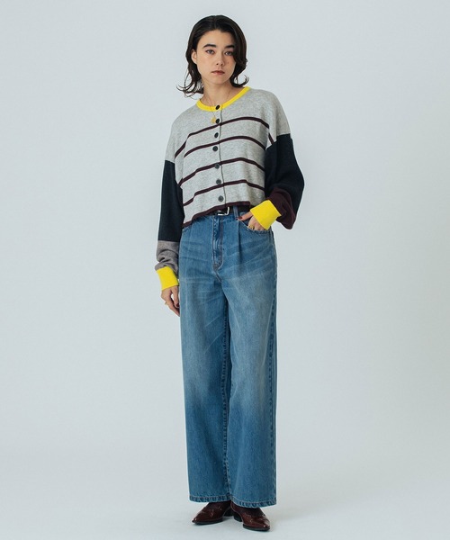 ROSE BUD(ローズバッド)の「(CREOLME)MULTI STRIPE KNIT CARDIGAN(カーディガン/ボレロ・レディース・ブラック/グレー・ONE SIZE)」の20枚目の写真