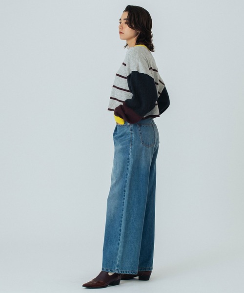 ROSE BUD(ローズバッド)の「(CREOLME)MULTI STRIPE KNIT CARDIGAN(カーディガン/ボレロ・レディース・ブラック/グレー・ONE SIZE)」の21枚目の写真