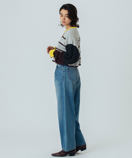 ROSE BUD(ローズバッド)の「(CREOLME)MULTI STRIPE KNIT CARDIGAN(カーディガン/ボレロ・レディース・ブラック/グレー・ONE SIZE)」の22枚目の写真