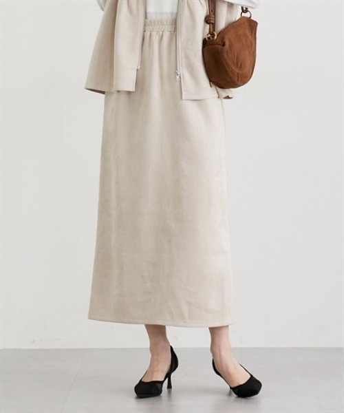 nissen（ニッセン）の「フェイクスエードナロースカート【セットアップ対応】（スカート・レディース・グレー/ブラック/アイボリー/ブラウン・LL/M/L）」の2枚目の写真