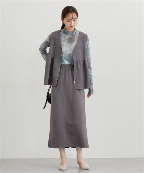 nissen（ニッセン）の「フェイクスエードナロースカート【セットアップ対応】（スカート・レディース・グレー/ブラック/アイボリー/ブラウン・LL/M/L）」の16枚目の写真