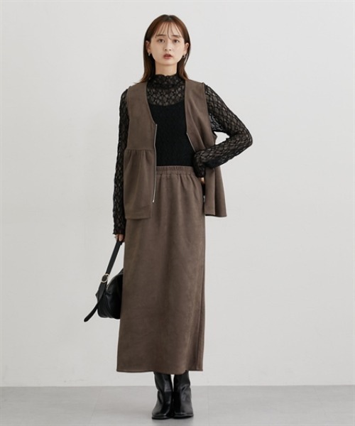 nissen（ニッセン）の「フェイクスエードナロースカート【セットアップ対応】（スカート・レディース・グレー/ブラック/アイボリー/ブラウン・LL/M/L）」の18枚目の写真