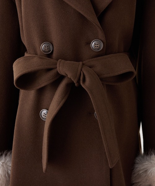 S/Mサイズ展開】フェイクファーミドルコート（ステンカラーコート