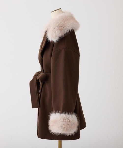 フードフェイクファービジューミドルコート ナイスクラップ one after