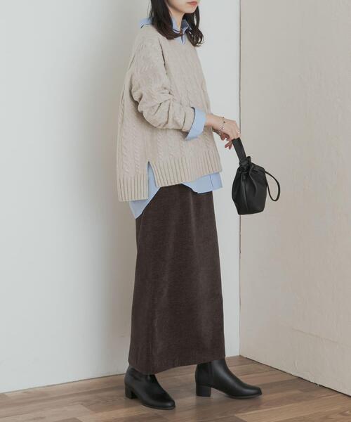 URBAN RESEARCH DOORS（アーバンリサーチドアーズ）の「ベロアワッシャーIラインスカート（スカート・レディース・ブラック/ブラウン・MEDIUM）」の9枚目の写真