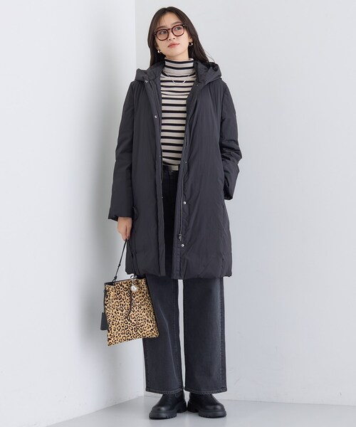 極美品 INDIVI ロングダウンジャケット ブラック 定価約7万円