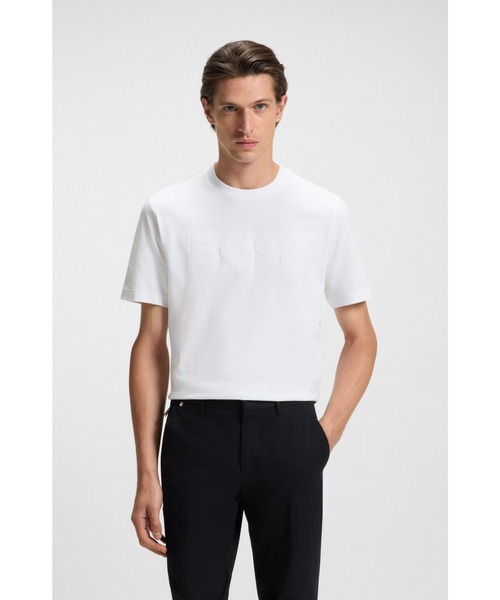 BOSS（ボス）の「コットンジャージー Tシャツ ロゴアートワーク（Tシャツ/カットソー・メンズ・ブラック/ダークブルー/ホワイト・M/S/L/XXL/XL）」の2枚目の写真