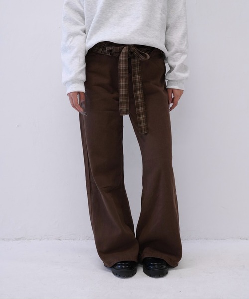 セール】【 cunii 】ウエスト フリル リボン ワイド パンツ レディース