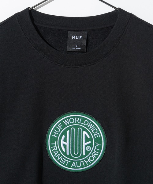 HUF(ハフ)の「HUF TRANSIT AUTHORITY CREWNECK ハフ トランジット オーソリティ アップリケ スウェット(スウェット・メンズ・ライトブルー/ブラック・LARGE/X-LARGE/SMALL/MEDIUM)」の5枚目の写真