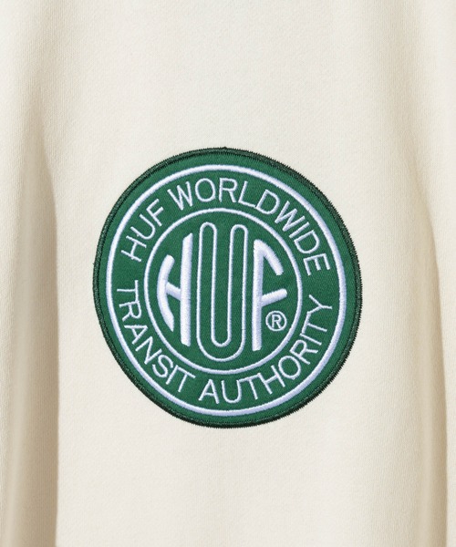 HUF(ハフ)の「HUF TRANSIT AUTHORITY CREWNECK ハフ トランジット オーソリティ アップリケ スウェット(スウェット・メンズ・ライトブルー/ブラック・LARGE/X-LARGE/SMALL/MEDIUM)」の7枚目の写真