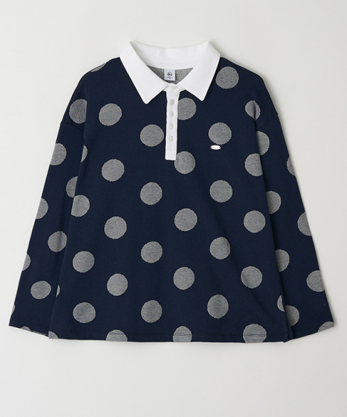 BIG DOT RUGBY HENRYNECK COLLAR T SHIRT — футболка регби с воротником-генри, темно‑синяя