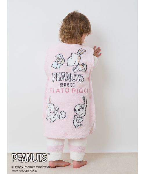 【ジェラートピケ】PEANUT ベビモコパジャマセット ピンク フリー 販路限定カラーあり】【PEANUTS PUPPIES】【BABY】ベビモコスリーパー