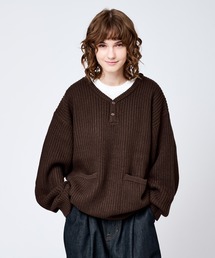 HENRY NECK RIB KNIT /ヘンリーネックリブニット