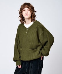 HENRY NECK RIB KNIT /ヘンリーネックリブニット