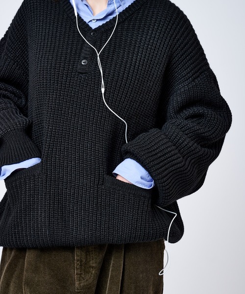 WETTEMPT(ウィテンプト)の「HENRY NECK RIB KNIT /ヘンリーネックリブニット(ニット/セーター・メンズ・ネイビー/ブラウン/グレー/ブラック/カーキ・SMALL/MEDIUM/LARGE)」の10枚目の写真