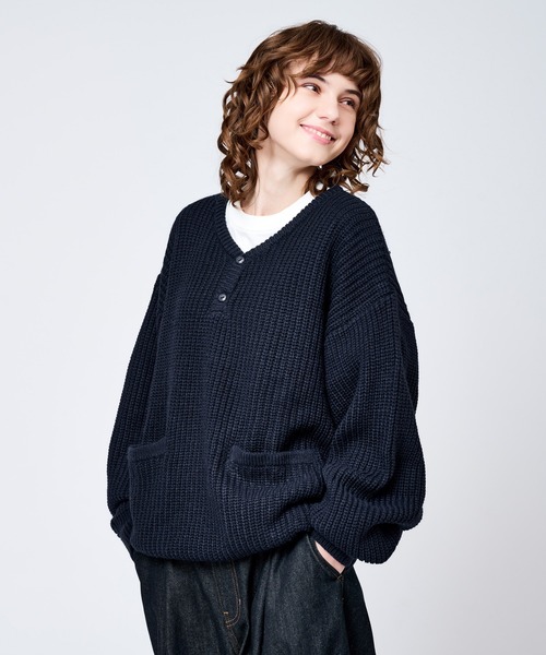 HENRY NECK RIB KNIT /ヘンリーネックリブニット（ニット/セーター