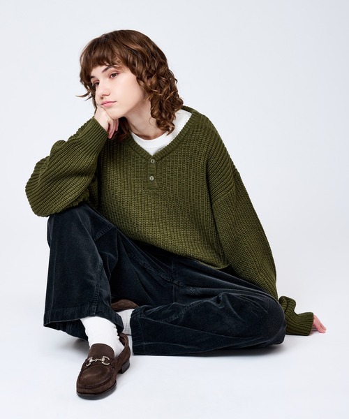 HENRY NECK RIB KNIT /ヘンリーネックリブニット（ニット/セーター