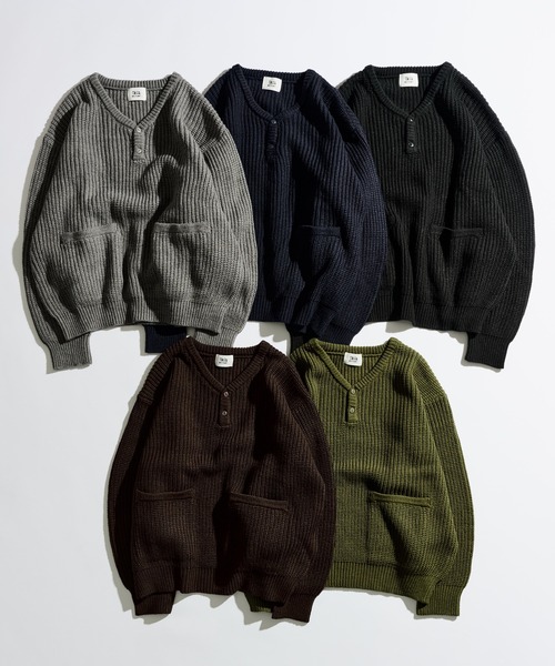 HENRY NECK RIB KNIT /ヘンリーネックリブニット（ニット/セーター