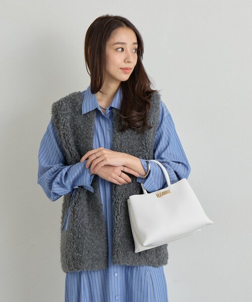 cache cache（カシュ カシュ）の「【cache cache(カシュカシュ)】三層トートバッグ（ハンドバッグ・レディース・ベージュ/ブラック/ホワイト/サックスブルー/イエロー・FREE）」の14枚目の写真