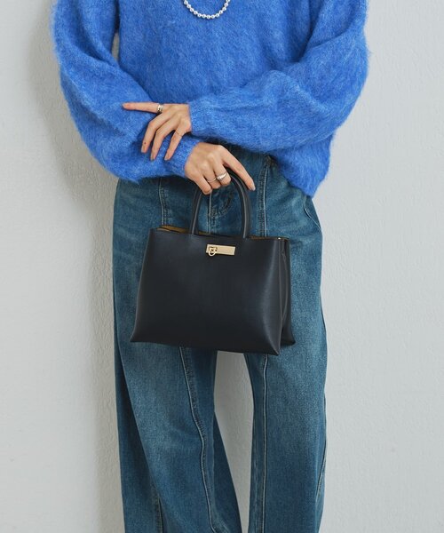 cache cache（カシュ カシュ）の「【cache cache(カシュカシュ)】三層トートバッグ（ハンドバッグ・レディース・ベージュ/ブラック/ホワイト/サックスブルー/イエロー・FREE）」の8枚目の写真