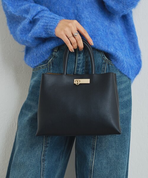 cache cache（カシュ カシュ）の「【cache cache(カシュカシュ)】三層トートバッグ（ハンドバッグ・レディース・ベージュ/ブラック/ホワイト/サックスブルー/イエロー・FREE）」の9枚目の写真
