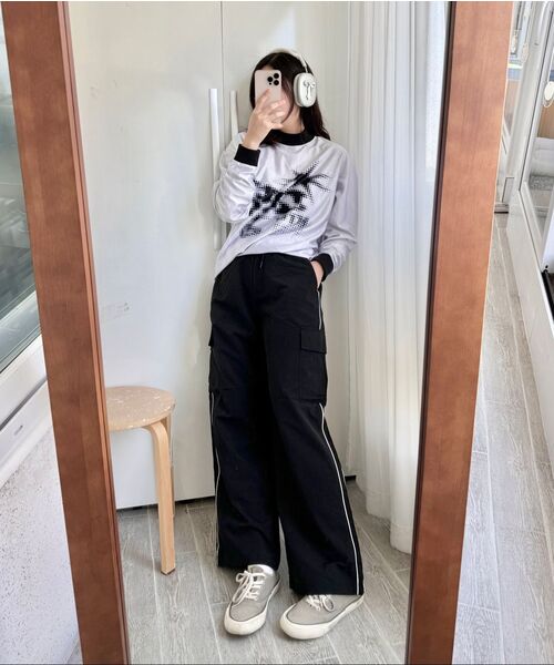 CHASECULT(チェイスカルト)の「レディースカーゴワイドパンツ-ブラック(スウェットパンツ・レディース・ブラック・67/70/76)」の6枚目の写真