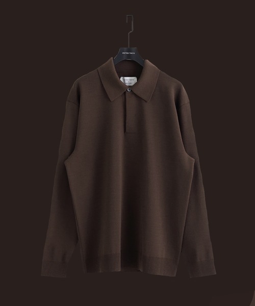 UNITED TOKYO(ユナイテッドトウキョウ)の「【残りわずか】18Gウールミラノリブポロニット 毛玉防止|ウール100%|ウォッシャブル|冬服|インナー|オフィスカジュアル|通勤(ニット/セーター・メンズ・ライトグレー/ダークブラウン/ブラック/オリーブ・1/2/3)」の3枚目の写真